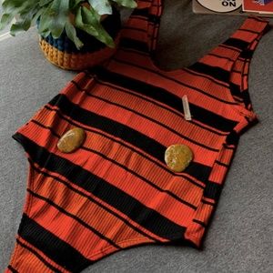 Striped body suit